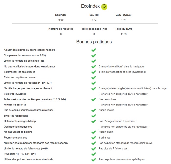 Détail score EcoIndex